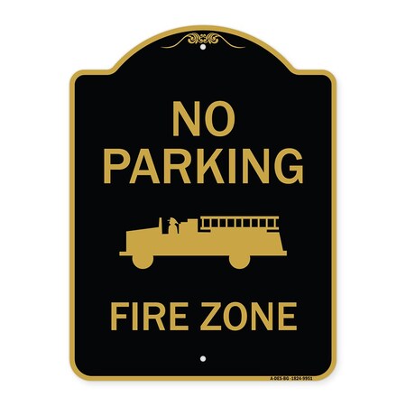 Signmission Designer Series-No Parking Fire Zone With Fire Truck Graphic, 24" x 18", BG-1824-9951 A-DES-BG-1824-9951